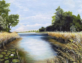 Original art for sale at UGallery.com | Lilypads on the River by Shela Goodman | $2,175 | oil painting | 30' h x 40' w