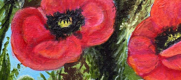 Original art for sale at UGallery.com | Poppies by Shela Goodman | $300 | oil painting | 14' h x 11' w | thumbnail 4