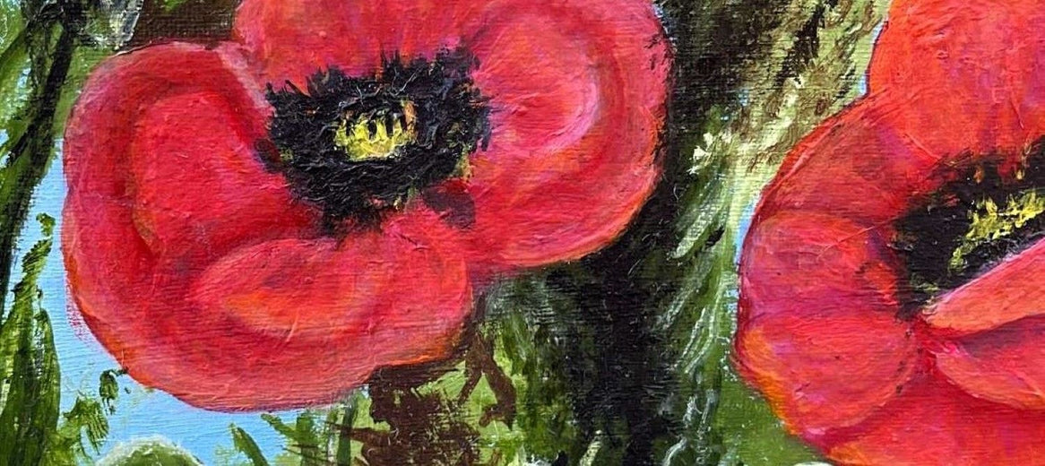 Poppies by Shela Goodman |   Closeup View of Artwork 