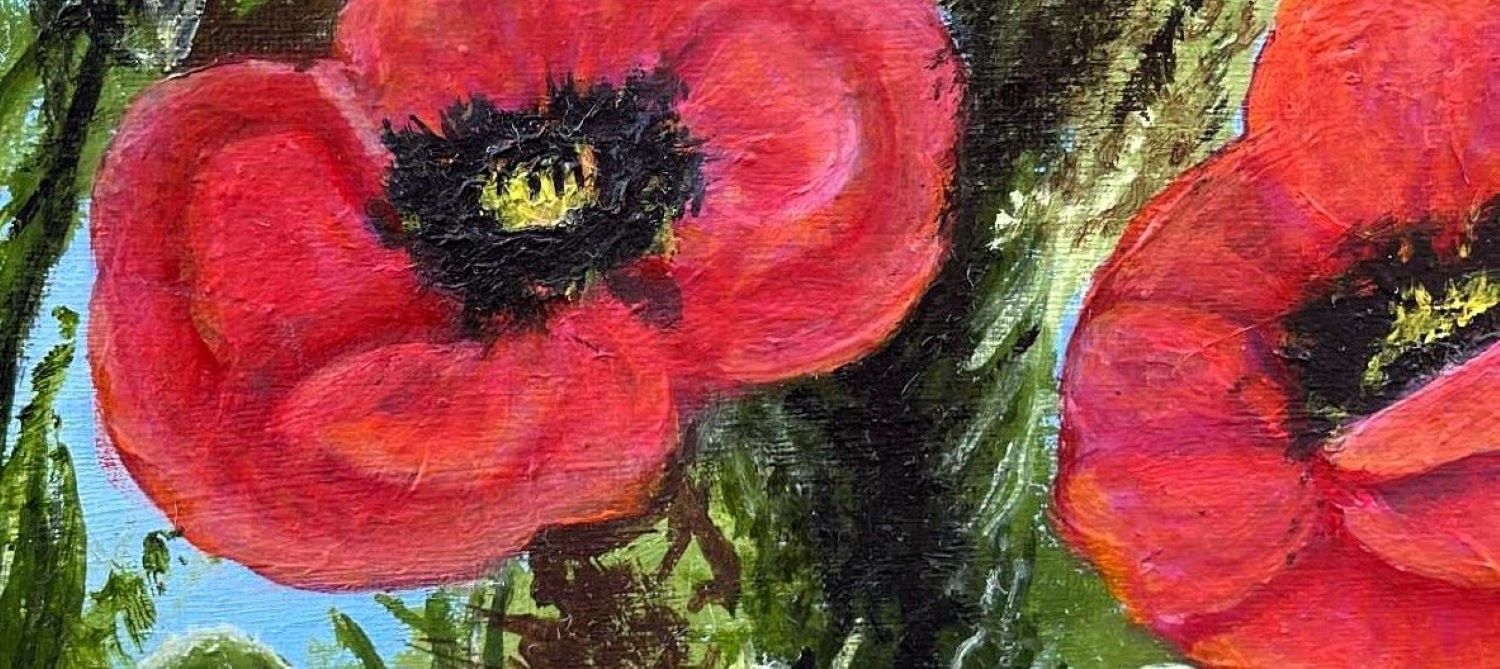 Poppies by Shela Goodman |  Closeup View of Artwork 