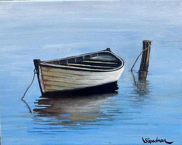 oil painting by Shela Goodman titled Rowboat