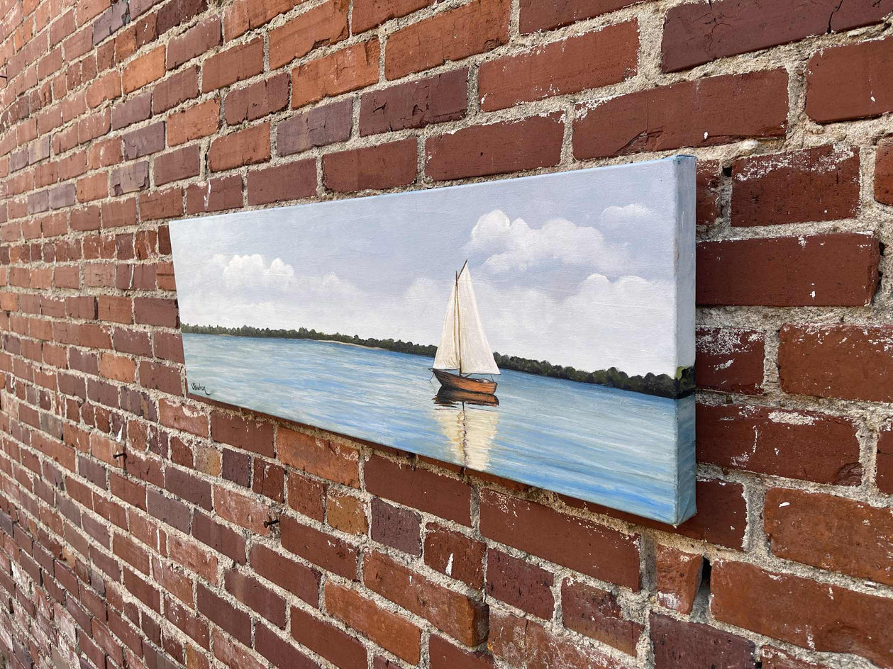 Sailboat by Shela Goodman |  Side View of Artwork 