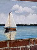 Original art for sale at UGallery.com | Sailboat by Shela Goodman | $1,050 | oil painting | 12' h x 36' w | thumbnail 4