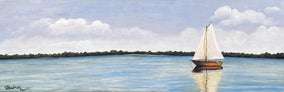 Original art for sale at UGallery.com | Sailboat by Shela Goodman | $1,050 | oil painting | 12' h x 36' w
