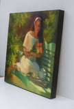 Original art for sale at UGallery.com | Alana with Roses by Sherri Aldawood | $2,450 | oil painting | 24' h x 24' w | thumbnail 2
