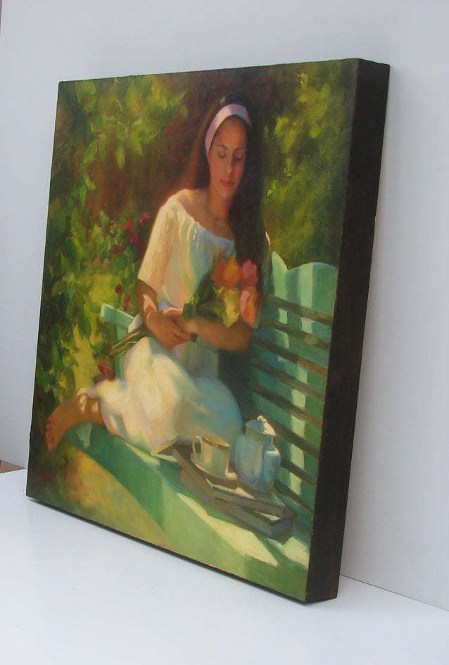 Alana with Roses by Sherri Aldawood |  Side View of Artwork 