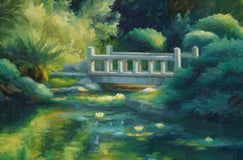 Original art for sale at UGallery.com | Bridge in the Japanese Garden by Sherri Aldawood | $625 | oil painting | 12' h x 16' w | thumbnail 4