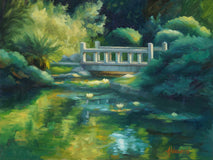 Original art for sale at UGallery.com | Bridge in the Japanese Garden by Sherri Aldawood | $625 | oil painting | 12' h x 16' w | thumbnail 1