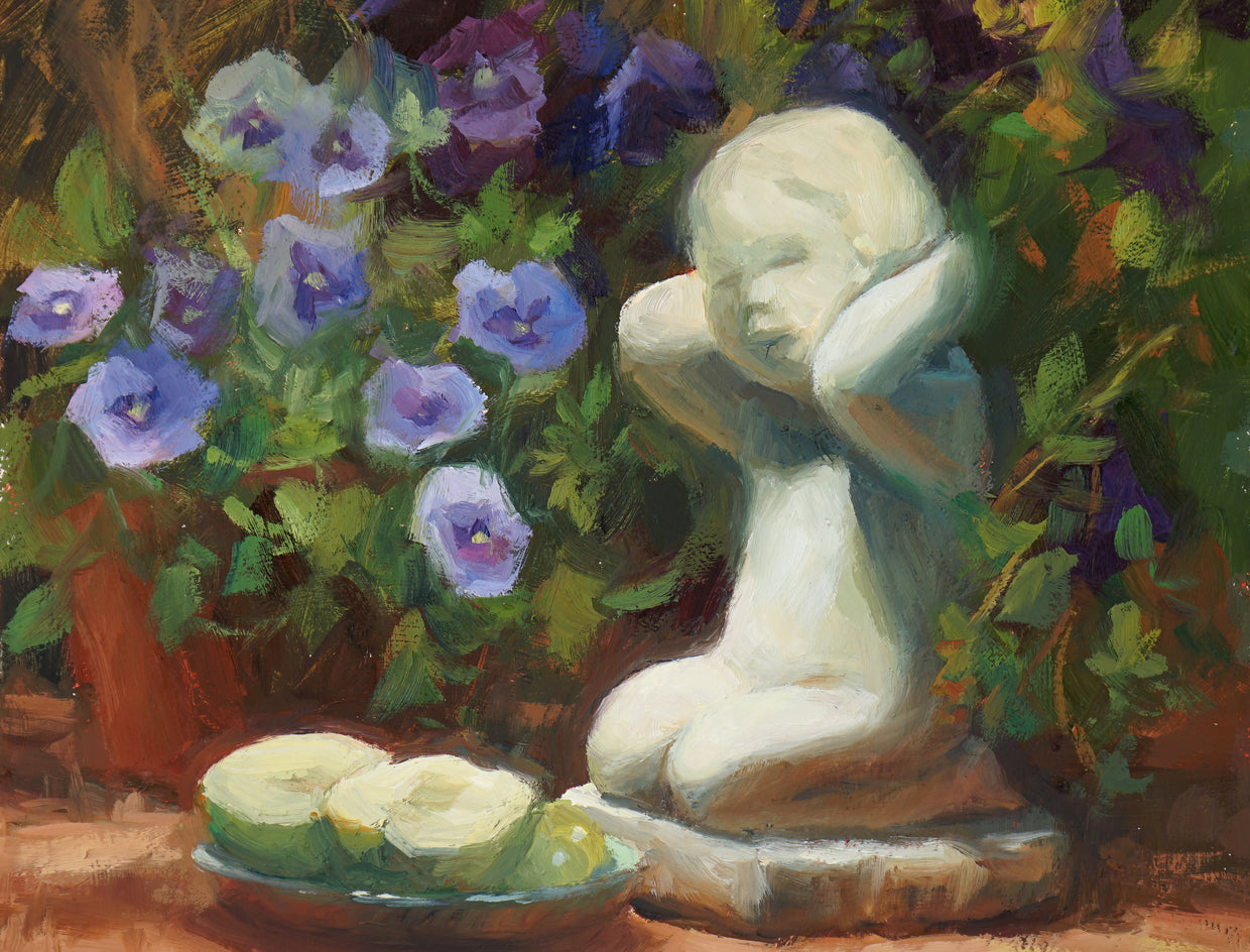 Garden Cherub by Sherri Aldawood |  Closeup View of Artwork 
