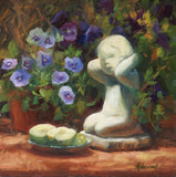 Original art for sale at UGallery.com | Garden Cherub by Sherri Aldawood | $575 | oil painting | 12' h x 12' w | thumbnail 1