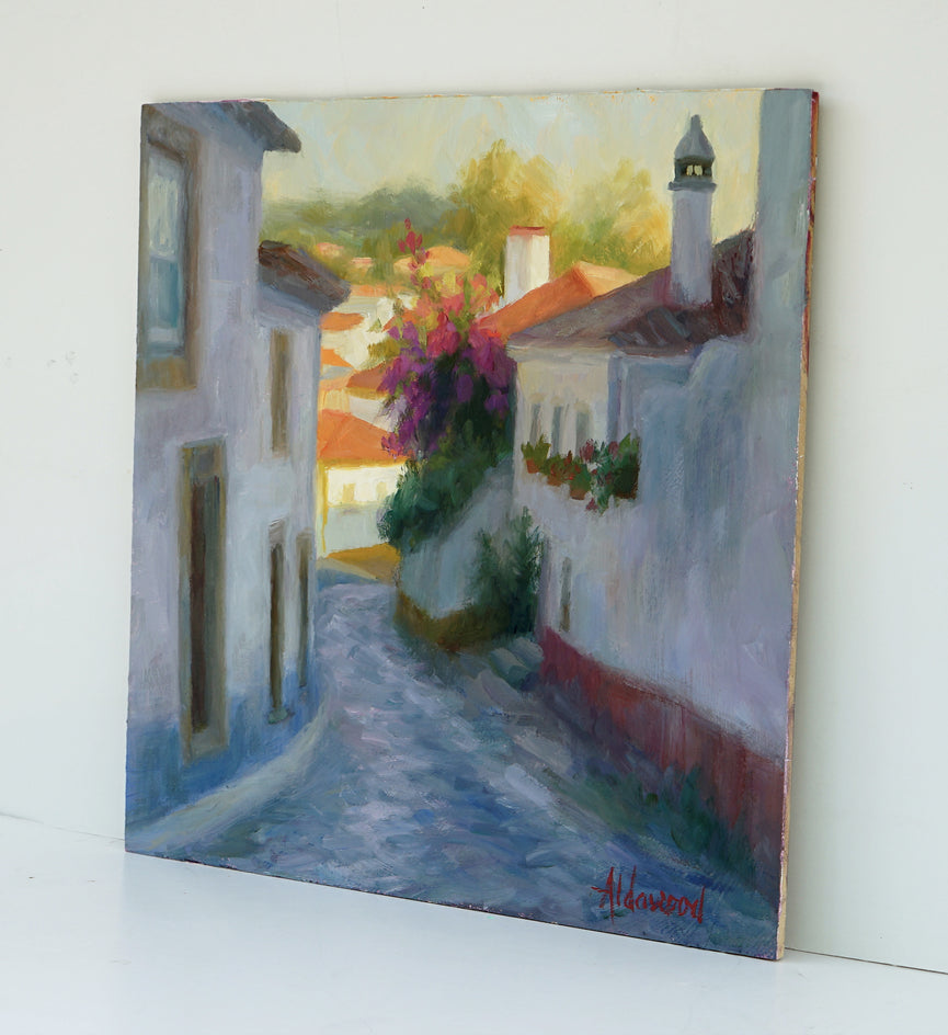Obidos Evening by Sherri Aldawood |  Side View of Artwork 