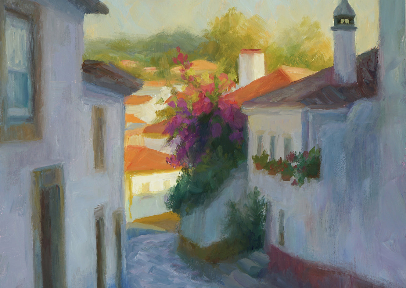 Obidos Evening by Sherri Aldawood |  Closeup View of Artwork 