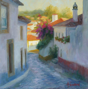 Original art for sale at UGallery.com | Obidos Evening by Sherri Aldawood | $575 | oil painting | 12' h x 12' w