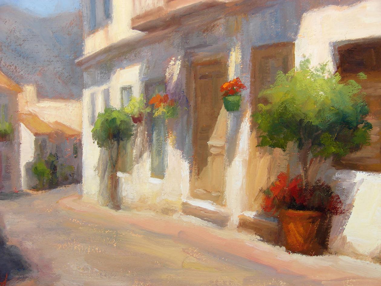 Rustic Building in Estepona by Sherri Aldawood |  Closeup View of Artwork 