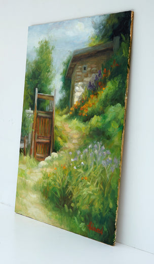 Rustic Hillside by Sherri Aldawood |  Side View of Artwork 
