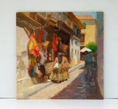 Original art for sale at UGallery.com | Shopping in Cordoba by Sherri Aldawood | $575 | oil painting | 12' h x 12' w | thumbnail 3