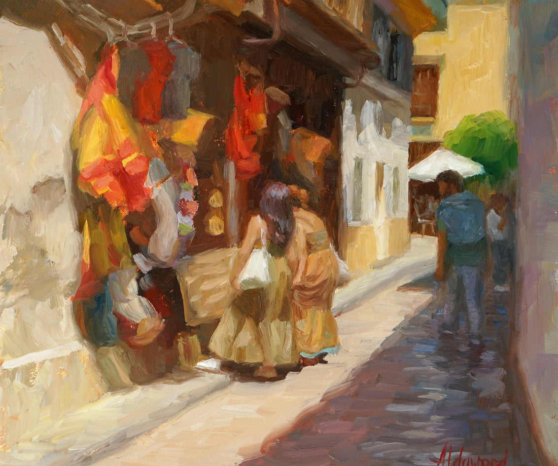 Shopping in Cordoba by Sherri Aldawood |  Closeup View of Artwork 