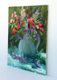 Original art for sale at UGallery.com | Sweet Peas and Bougainvillea by Sherri Aldawood | $575 | oil painting | 14' h x 11' w | thumbnail 2