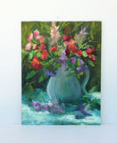 Original art for sale at UGallery.com | Sweet Peas and Bougainvillea by Sherri Aldawood | $575 | oil painting | 14' h x 11' w | thumbnail 3