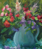 Original art for sale at UGallery.com | Sweet Peas and Bougainvillea by Sherri Aldawood | $575 | oil painting | 14' h x 11' w | thumbnail 4