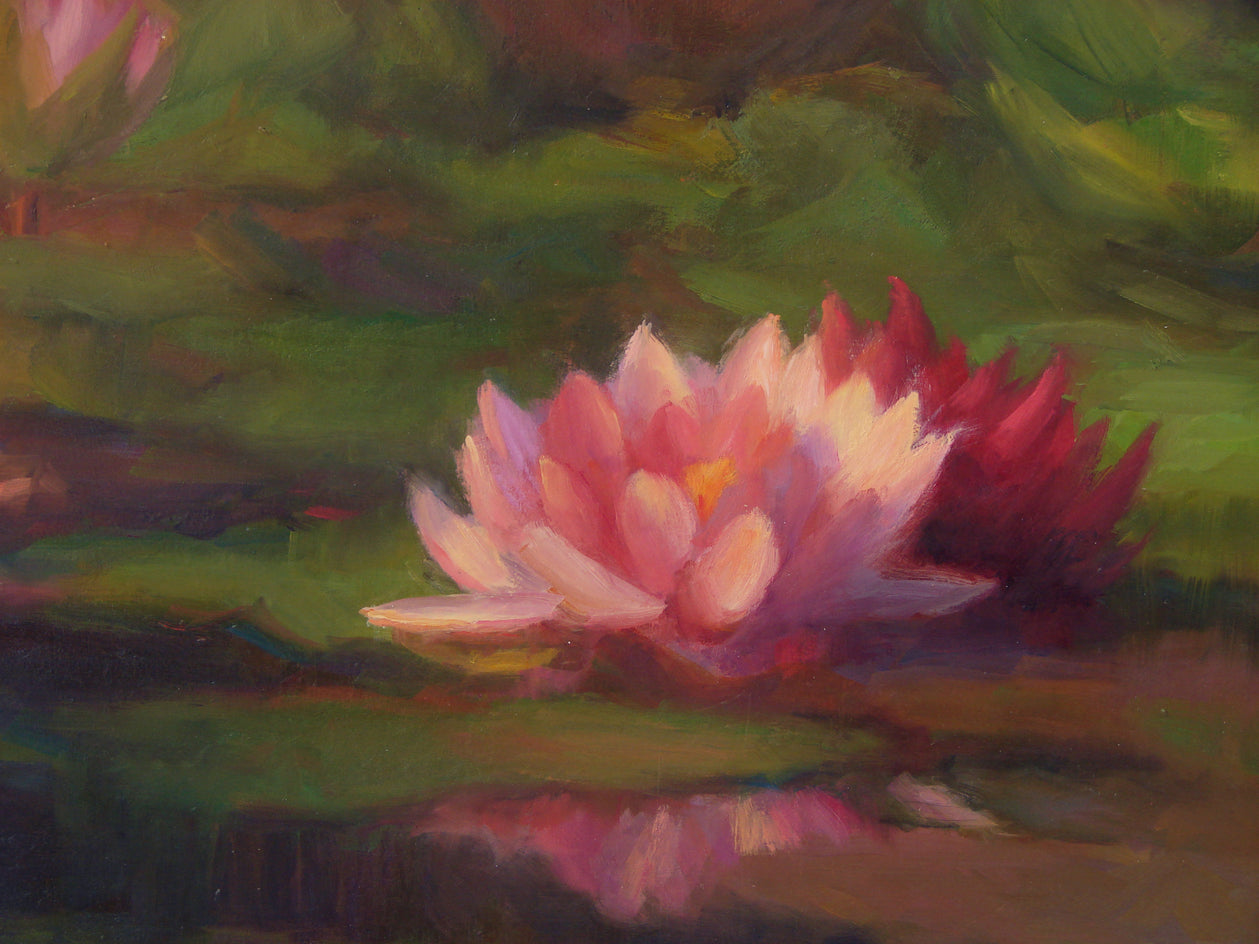 Three Water Lillies by Sherri Aldawood |  Closeup View of Artwork 