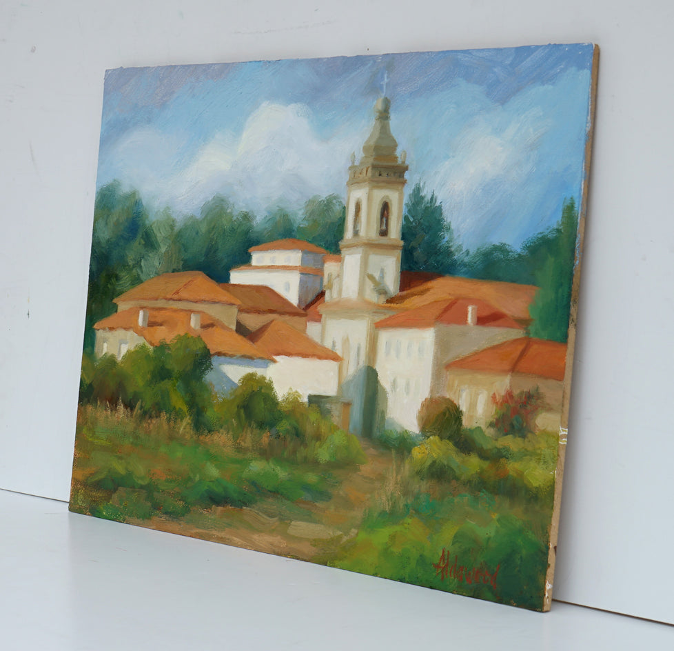 Village Steeple by Sherri Aldawood |  Side View of Artwork 