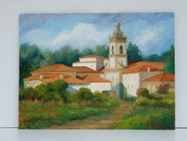Original art for sale at UGallery.com | Village Steeple by Sherri Aldawood | $675 | oil painting | 12' h x 16' w | thumbnail 3