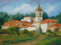 Original art for sale at UGallery.com | Village Steeple by Sherri Aldawood | $625 | oil painting | 12' h x 16' w | thumbnail 1