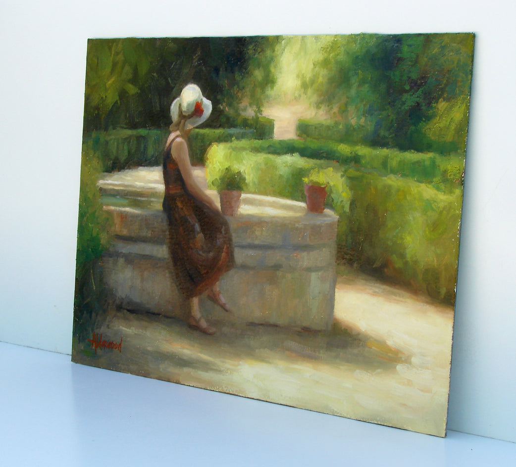 Woman at the Fountain by Sherri Aldawood |  Side View of Artwork 