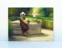 Original art for sale at UGallery.com | Woman at the Fountain by Sherri Aldawood | $675 | oil painting | 12' h x 16' w | thumbnail 3