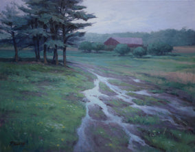 Original art for sale at UGallery.com | Farm Road by Shuxing Fan | $1,575 | oil painting | 22' h x 28' w