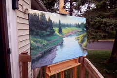 Original art for sale at UGallery.com | Green Valley by Shuxing Fan | $2,100 | oil painting | 24' h x 36' w | thumbnail 2