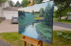 Original art for sale at UGallery.com | Green Valley by Shuxing Fan | $2,100 | oil painting | 24' h x 36' w | thumbnail 2