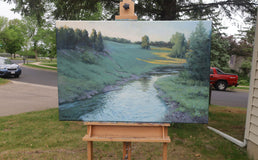 Original art for sale at UGallery.com | Green Valley by Shuxing Fan | $2,100 | oil painting | 24' h x 36' w | thumbnail 3