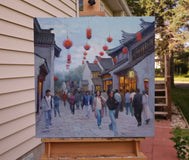 Original art for sale at UGallery.com | Old Town Wuxi by Shuxing Fan | $1,350 | oil painting | 24' h x 24' w | thumbnail 3