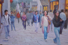 Original art for sale at UGallery.com | Old Town Wuxi by Shuxing Fan | $1,350 | oil painting | 24' h x 24' w | thumbnail 4