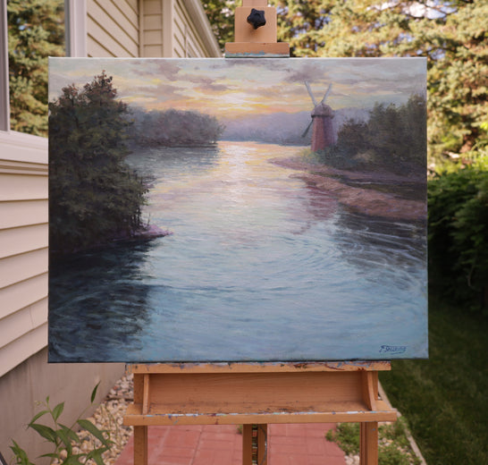 River Sunset by Shuxing Fan |  Context View of Artwork 