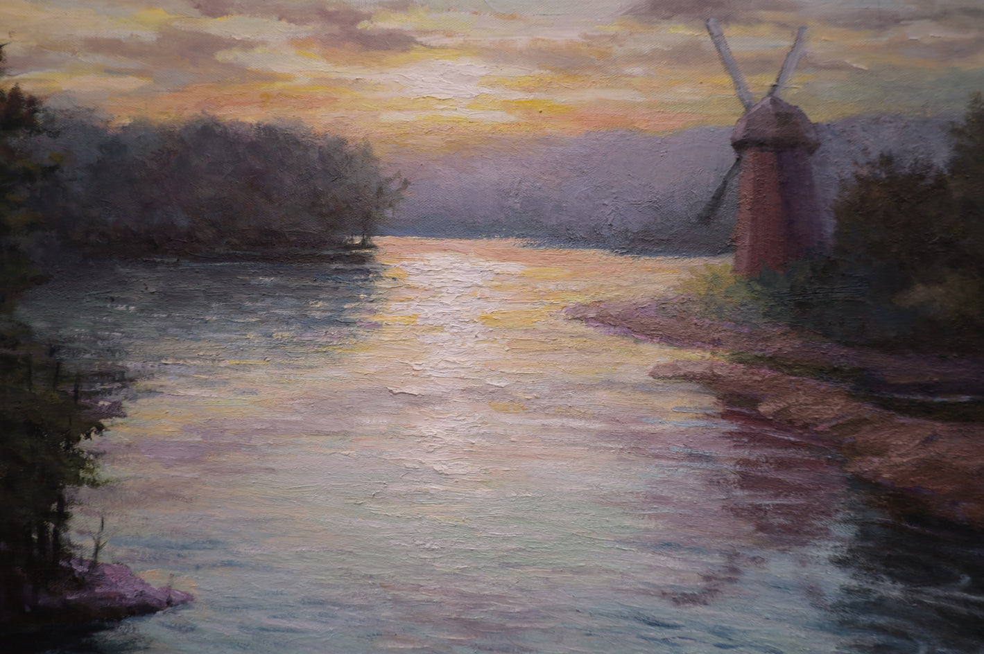 River Sunset by Shuxing Fan |  Closeup View of Artwork 