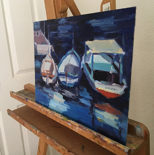 Three Amigos by Claudia Verciani |  Side View of Artwork 
