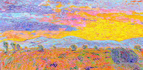 Original art for sale at UGallery.com | Texan Landscape in Twilight by Srinivas Kathoju | $4,200 | oil painting | 24' h x 48' w