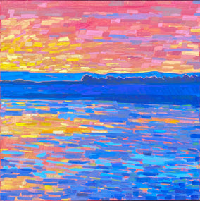 Original art for sale at UGallery.com | The Golden Hour Reflections by Srinivas Kathoju | $550 | oil painting | 20' h x 20' w