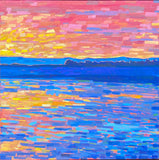 Original art for sale at UGallery.com | The Golden Hour Reflections by Srinivas Kathoju | $550 | oil painting | 20' h x 20' w | thumbnail 1