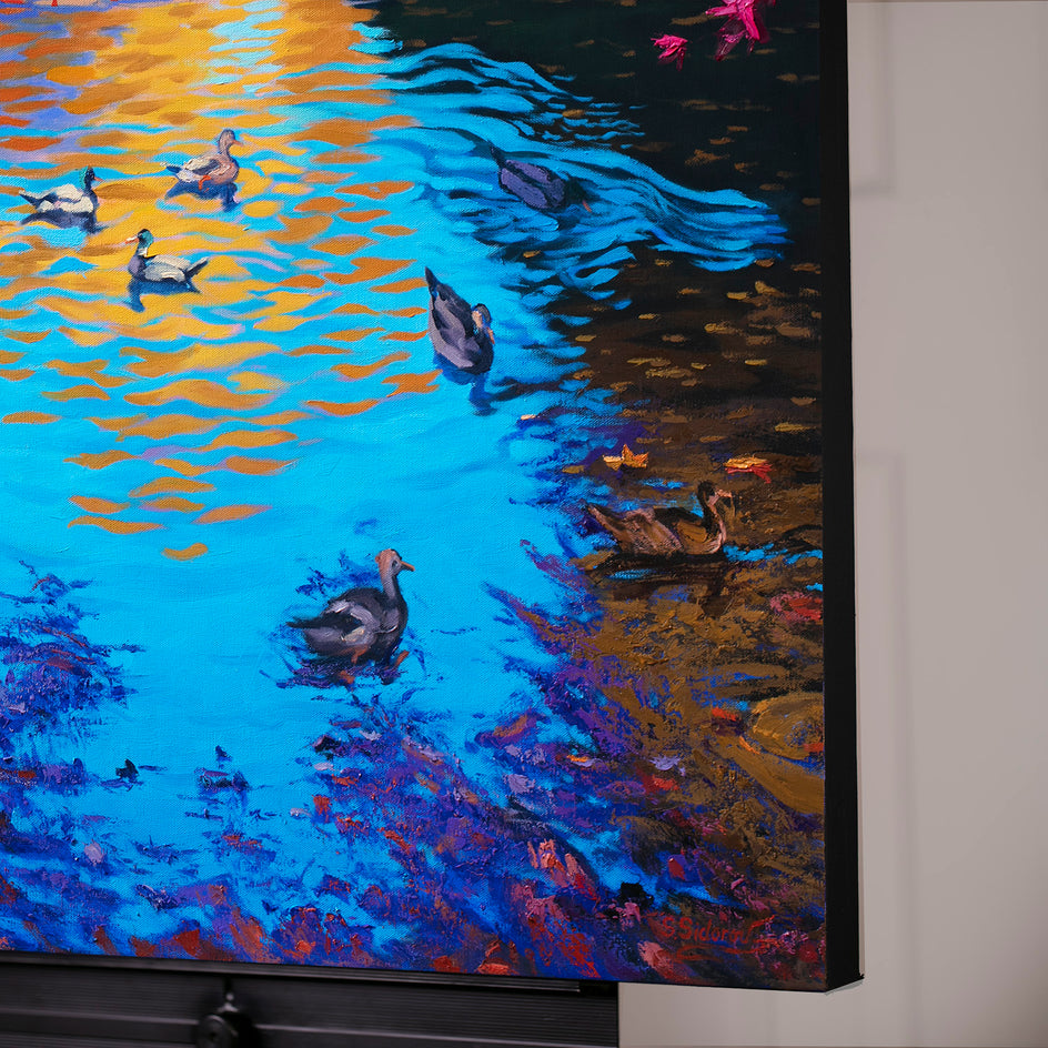 Ducks in Central Park, New York by Stanislav Sidorov |  Side View of Artwork 