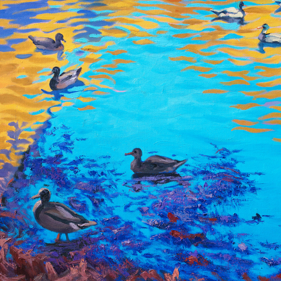 Ducks in Central Park, New York by Stanislav Sidorov |  Closeup View of Artwork 