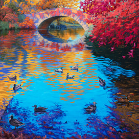 Original art for sale at UGallery.com | Ducks in Central Park, New York by Stanislav Sidorov | $3,800 | oil painting | 36' h x 36' w