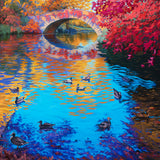 Original art for sale at UGallery.com | Ducks in Central Park, New York by Stanislav Sidorov | $3,800 | oil painting | 36' h x 36' w | thumbnail 1
