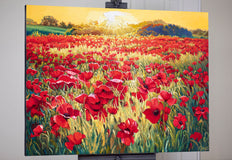 Original art for sale at UGallery.com | Field of Poppies - 2 by Stanislav Sidorov | $6,600 | oil painting | 36' h x 48' w | thumbnail 3