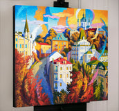 Original art for sale at UGallery.com | Kyiv, Ukraine. Andreevsky Spusk. Bell Ringing. by Stanislav Sidorov | $3,200 | oil painting | 30' h x 36' w | thumbnail 3