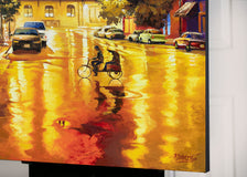 Original art for sale at UGallery.com | Lights Reflection After the Rain. Union Station by Stanislav Sidorov | $3,800 | oil painting | 36' h x 36' w | thumbnail 2