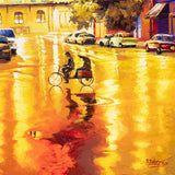 Original art for sale at UGallery.com | Lights Reflection After the Rain. Union Station by Stanislav Sidorov | $3,800 | oil painting | 36' h x 36' w | thumbnail 4